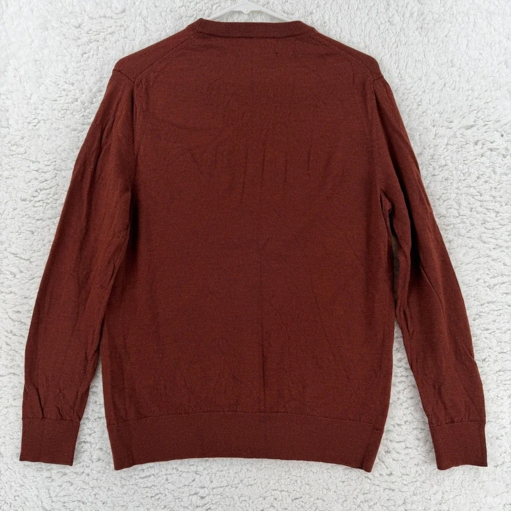 Banana Republic Baruffa Sweater Mens Medium Orange Merino Wool Knit Pullover‎